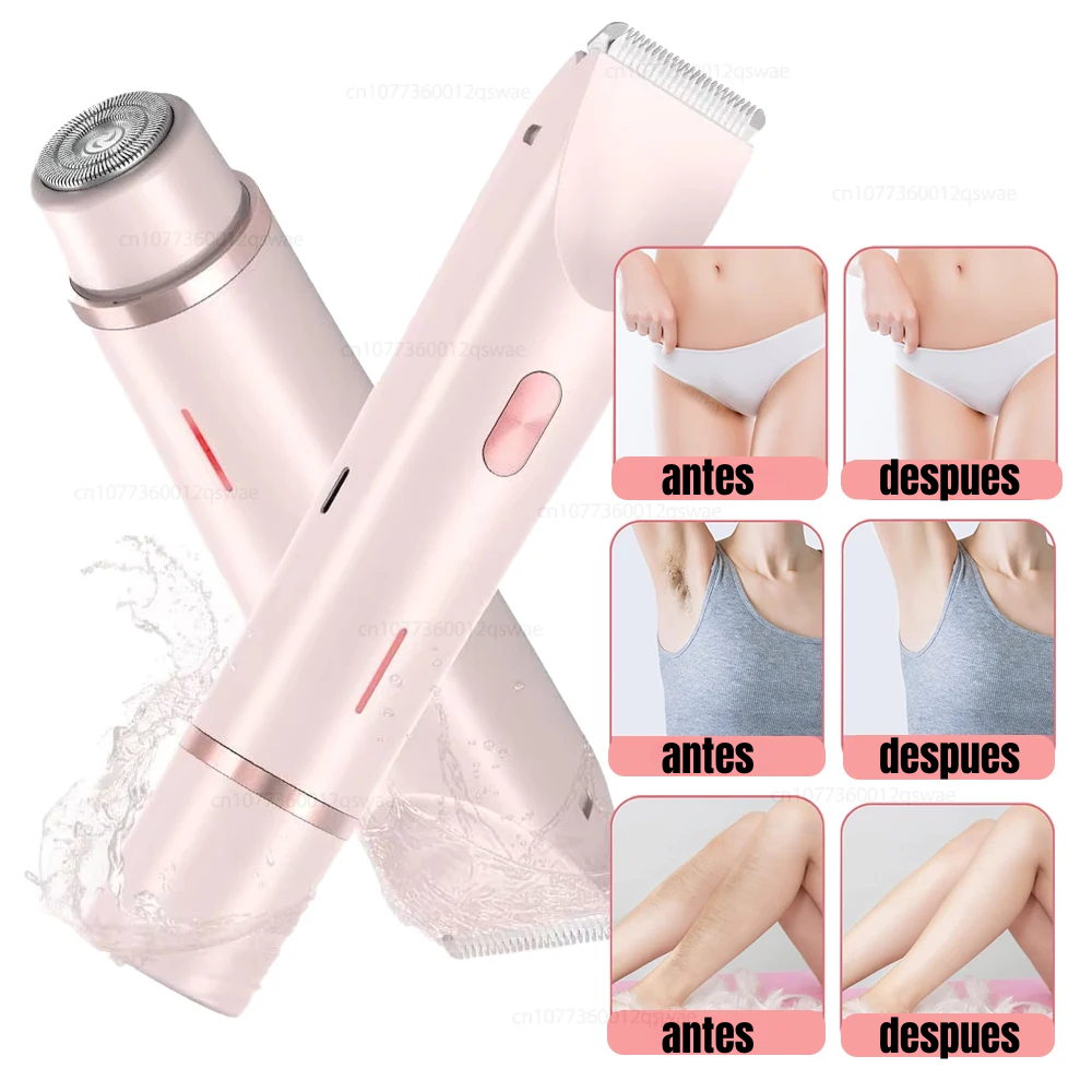 Afeitadora y Depiladora Eléctrica 2 en 1 para Mujer – Doble Cabezal Profesional para una Piel Suave y Sin Irritación