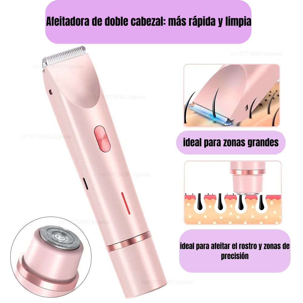 Afeitadora y Depiladora Eléctrica 2 en 1 para Mujer – Doble Cabezal Profesional para una Piel Suave y Sin Irritación
